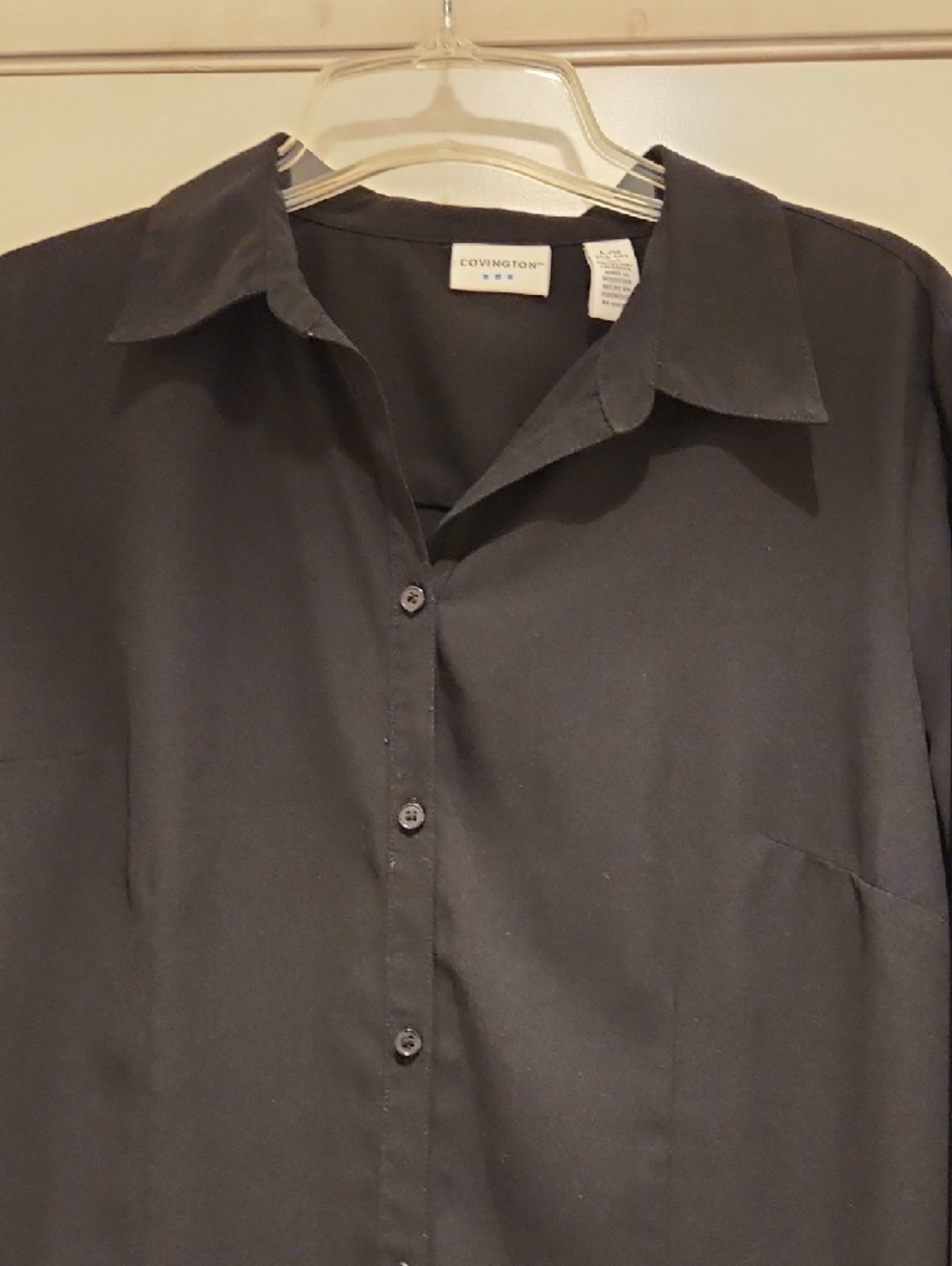 Covington Black Button-Front Shirt Women's L Business Casual - Picture 3 of 7